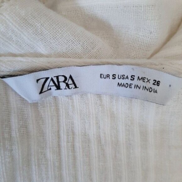 ZARA Cotton Linen Blend Boho Floral Embroidery Wrap Top Sz S - Picture 12 of 13